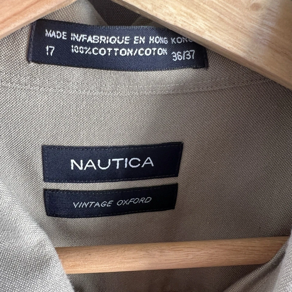 Camisa Nautica Hombre Talla 17 36/37 Gris Algodón Manga Larga Gruesa Camisa de Trabajo Foto 3 de 4