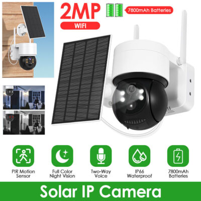 2MP Solar Security Cameras Wireless Outdoor WiFi Surveillance Cam Pan Tilt Cam