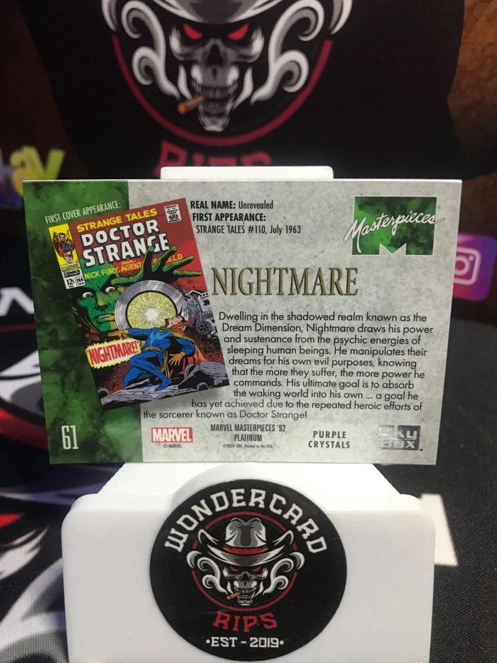 2024 SkyBox Marvel Masterpieces '92 Platinum - Purple Crystals #61 NIGHTMARE🔥 - Image 2 of 2