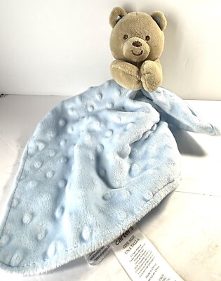 Carter's Child of Mine Bear Lovey Blue Minky Security Blanket Rattle