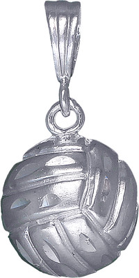 Sterling Silver Volleyball Ball Charm Pendant Necklace with Diamond Cut Finish