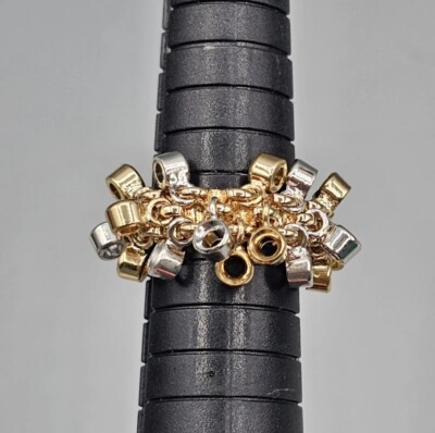 Camille Lucie Cha Cha Ring Sz 6 NWOT Two Tone Metal Beaded Festive