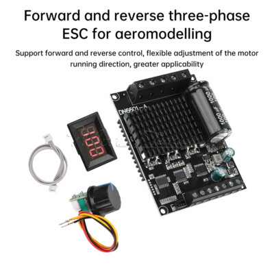 DC 6-72V 15A Digital Display DC Brushless Motor Driver 3-Phase Motor Controller