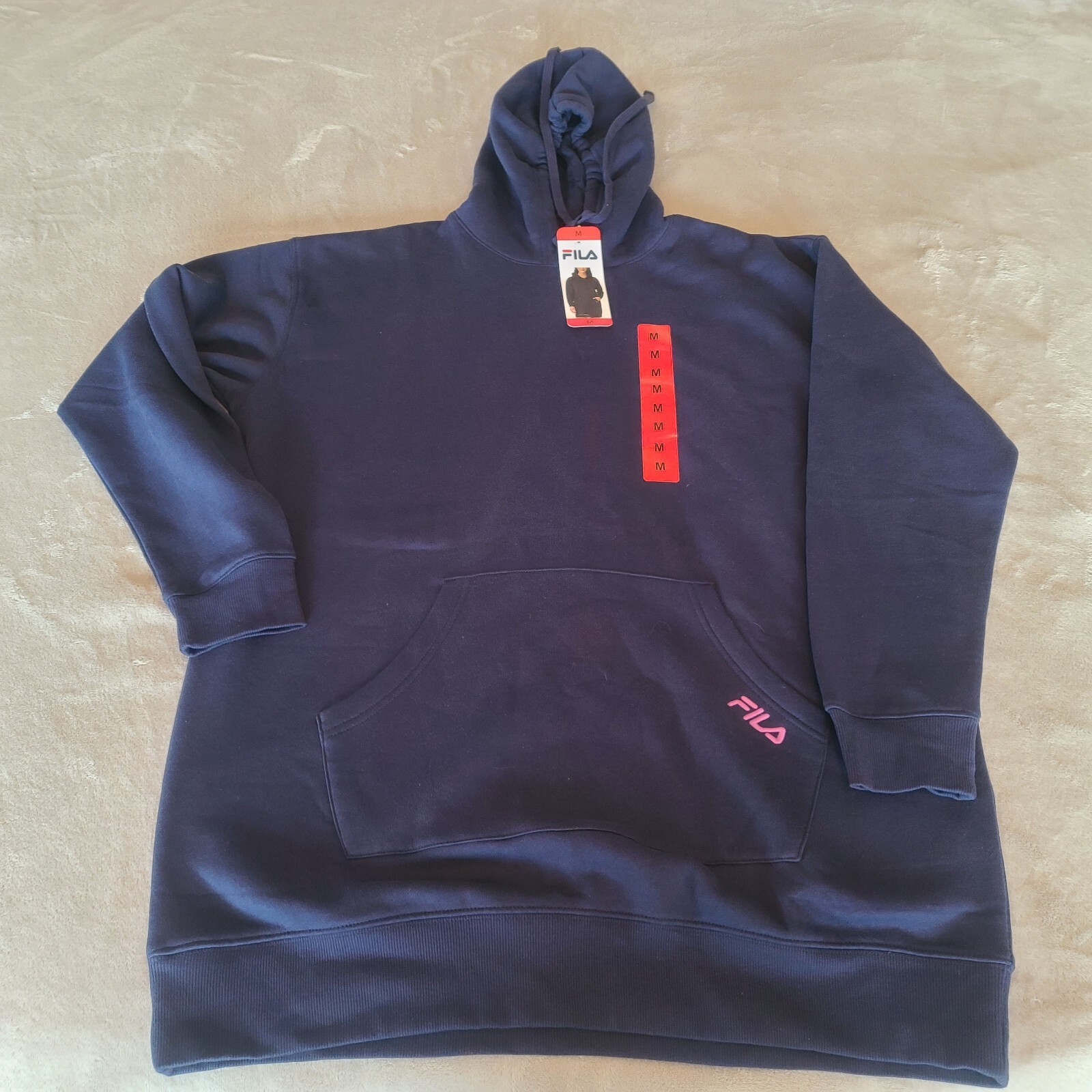 Felpa donna Fila blu navy media con cappuccio abito lunghezza pullover felpa Activewear