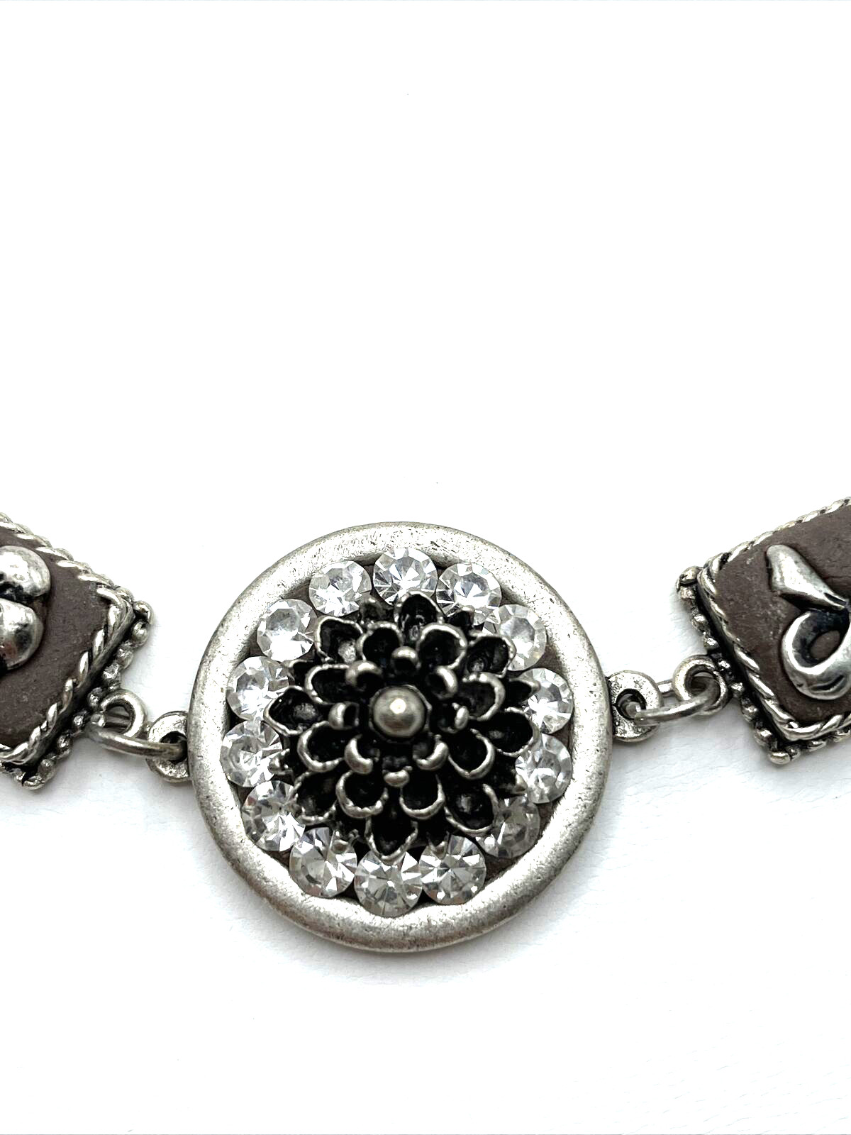 Steampunk Goth Statement Necklace Toggle Silver C… - image 6