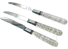 3 New French Solid Dinner Knives Bubblor Clea...