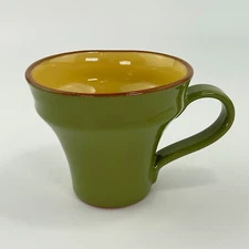 Vietri Cucina Fresca Coffee Mug Sage & Saffron Glazed Terracotta Italy Disc NOS