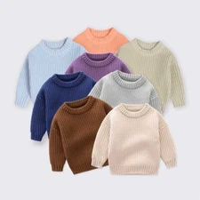 Girl-Boy Knit Sweater Warm Crewneck Long Sleeve Tops.