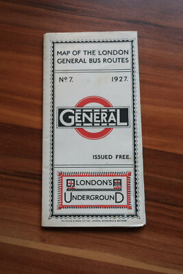 Vintage Map Of The 1927 London General Unterground Routes No 7