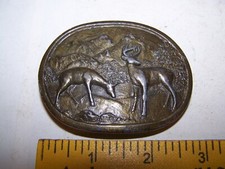 Vintage Indiana Metal Craft Western Oval Belt Buckle Deer grazing standing