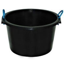 45L Heavy Duty Bucket with Rope Handle Plastic Water Storage Plaster Mix - BLACK