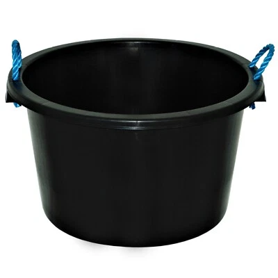 RP 45L Heavy Duty Bucket with Rope Handle Plastic Water Storage Plaster Mix - BLACK