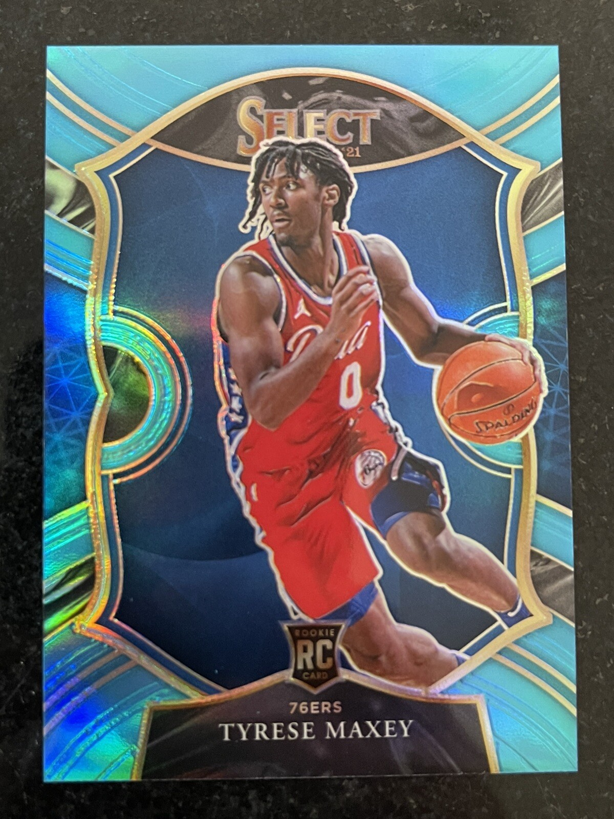 2020-21 Panini Select Tyrese Maxey Rookie Concourse Light Blue Prizm #/299