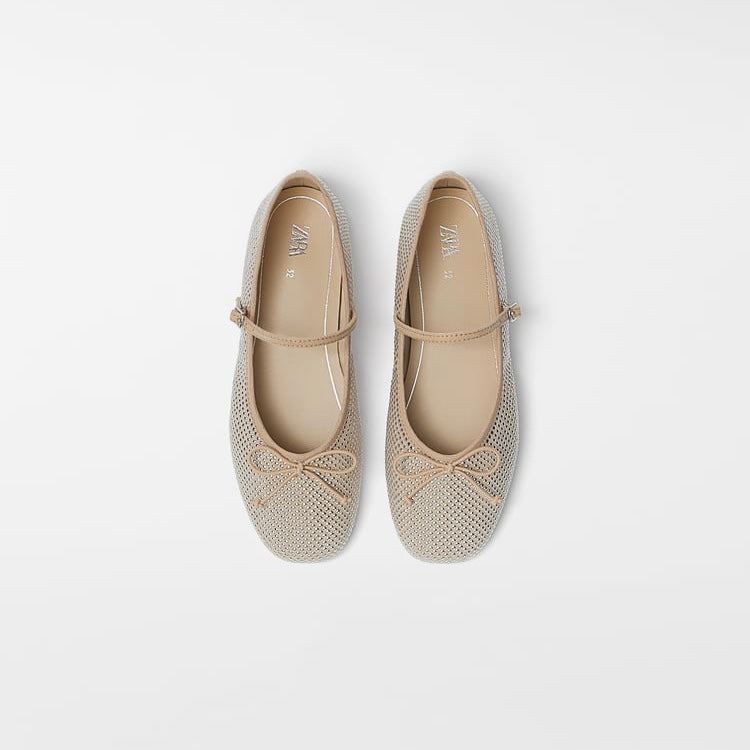 【 ZARA 】 sports ballerina flat shoes SPORTY BALLET FLATS - White | ZARA United States