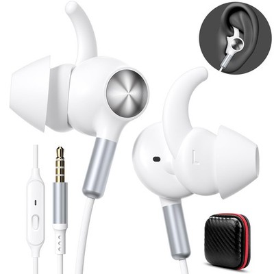 APETOO Wired Ear Buds Sport in-Ear Headphones with Anti White-Silver