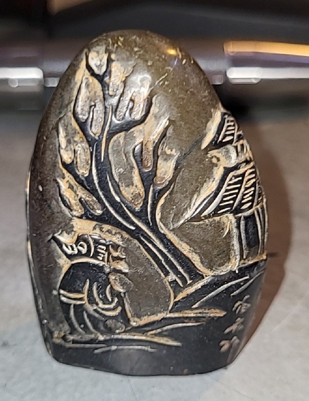 Shuikengtian Black Shoushan Stone Seal Depicting a Recluse 水坑田黑寿山石雕高士风景印 t4-2