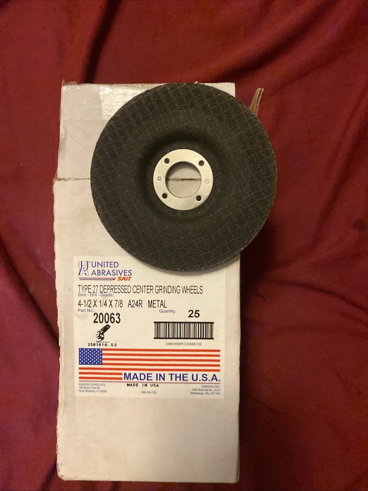 Disco de molienda nuevo en caja 25 quilates United abrasivos 4-1/2x1/4x7/8 metal Foto 3 de 4