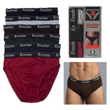 3 Pack 100 Cotton Mens Bikinis Briefs Underwear Solid Knocker Size Large 36-38