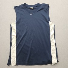 Nike Basketball Jersey Center Swoosh Vintage Silver Tag Blue 90s Medium