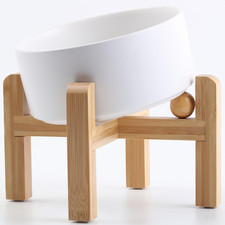 Petygooing White Raised/Elevated 15 Slanted Ceramic Dog Bowl for Small Breeds,Ti