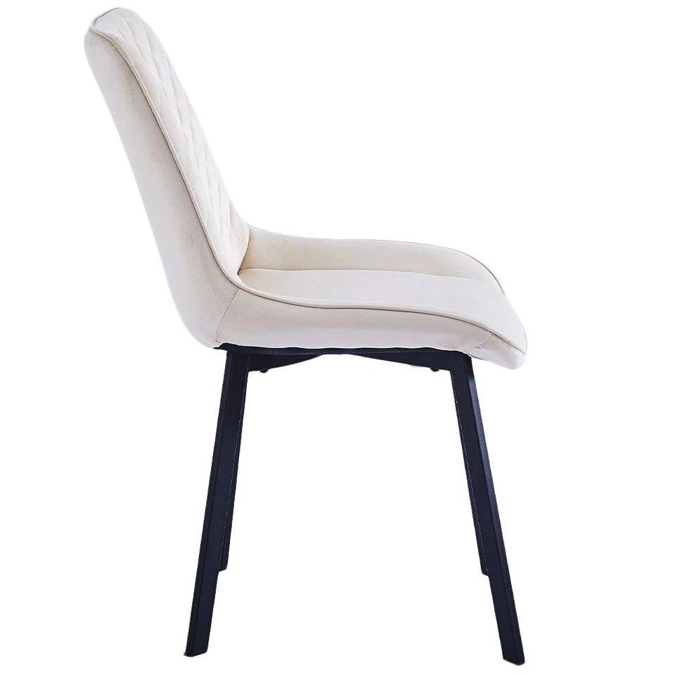 Set 4 Sedie da Pranzo Rivestimento Velluto Beige Sedia Ufficio Casa Ergonomica - Immagine 3 di 4