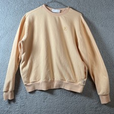 FILA Beige Pullover Sweatshirt Women's M Logo Crew Neck Long Sleeve Pockets Knit