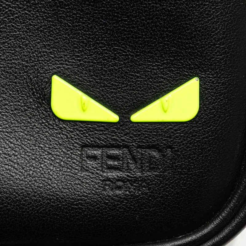 Fendi Ice-U Shoulder Bag Calf Leather Black Neon Yellow Men Used Authentic thumbnail 3