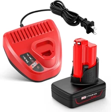6000Mah High Capacity Replacement for Milwaukee 12V Battery and Rapid Charger Ki