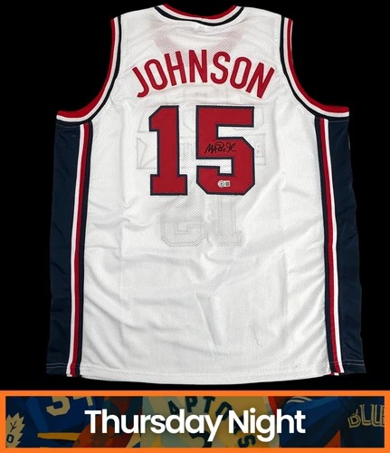MAGIC JOHNSON USA BASKETBALL SIGNED JERSEY BECKETT AUTHENTICATED AUTO COA