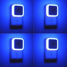 Blue Night Light 4-Pack Plug-In LED Dusk to Dawn Nightlight for Bedroom Hallway