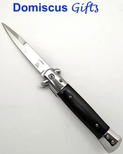 8 3/4" NEW! FALCON Spring Assisted Black on Silver RETRO POCKET Folding KNIFE