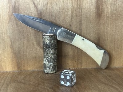 Bear & Son 61 White Smooth Bone Mid-size Lockback 3 1/2  USA NEAR MINT!