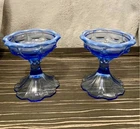 Vintage Light Blue Opalescent Fenton Valencia Candlestick Candle Holders Set 2