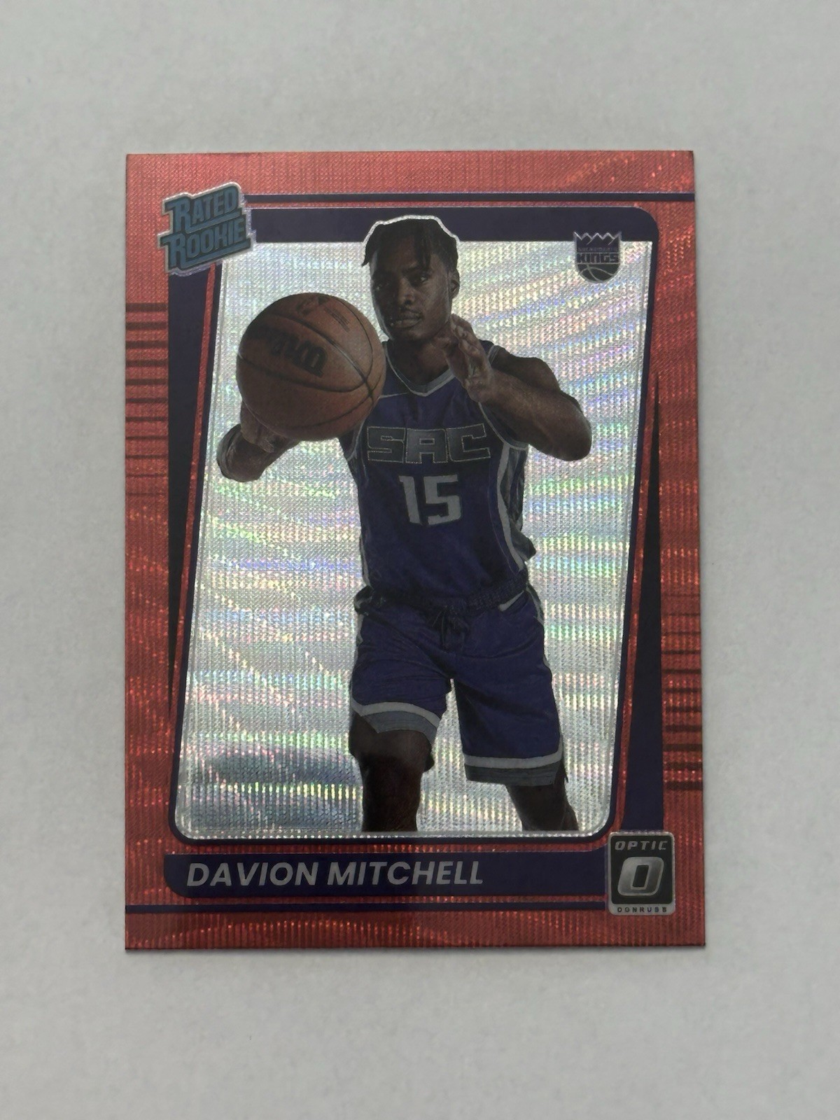 2021-22 Donruss Optic Davion Mitchell Rated Rookie Red Wave Prizm #155 Kings