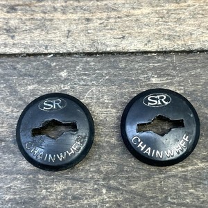 Vintage SR Chainwheel Bolts Pair Black Crank Dust Caps Drivetrain Bike 80s 70s
