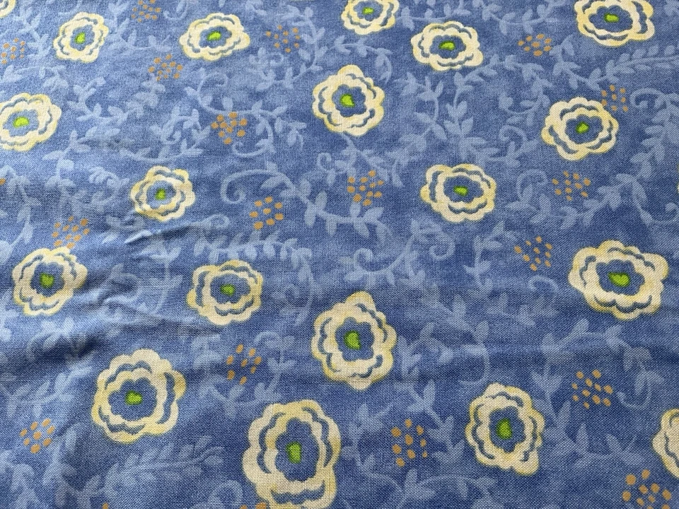Free Spirit Cotton Fabric by Kimberly Hodges "Sasparilla" Blue and Yellow Fabric - Image 3 of 4