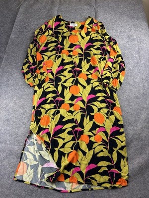 Anthropologie Corey Lynn Calter Naranjas Floral Midi Shift Dress V-neck Womens M