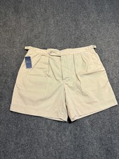 VTG Polo Ralph Lauren Shorts Mens 40 Beige Pleated Chino Adjustable Waist