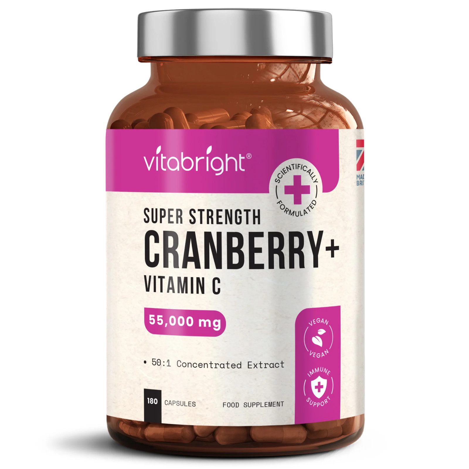 Cranberry Tablets 55,000mg with Vitamin C - 180 x Capsules