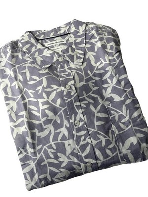 Amazon Essentials Cotton/ Linen Button Up Shirt Size XL NWT Lavender/white