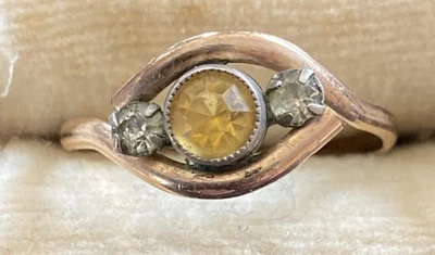 antiker  Goldfarbener Double Ring mit Schmucksteinen  Gr.: 59 - Bild 1 von 4