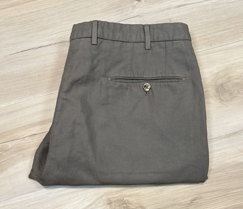 INCOTEX Chinolino Khaki Pants Linen/Cotton Milano Fit Pattern M sz 38 (37.5) x33 - Picture 6 of 18