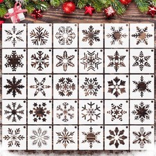 HOWAF 30pcs Christmas Snowflake Stencil, Winter Stencils for 3 x 3 inches