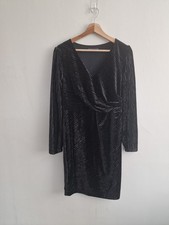 M&S Collection Womens Dress Size 12 Black Velvet Party Occasion Evening