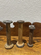 Set/3 VTG Wooden Industrial Textile Spools Bobbins Small Farmhouse Primitive