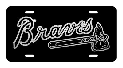 Engraved Atlanta Braves Car Tag Laser Engraved Black Metal License Plate