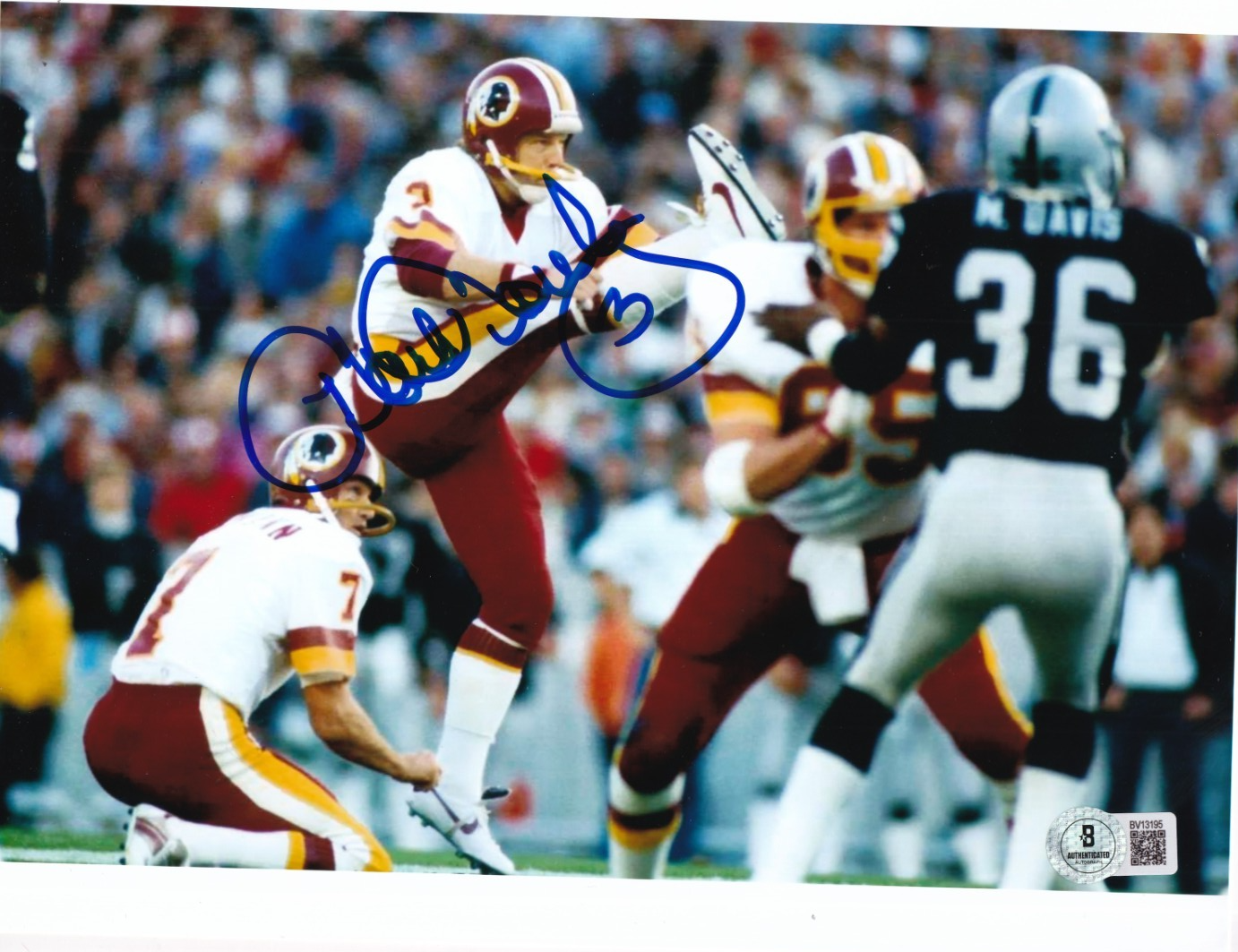 MARK MOSLEY signed (WASHINGTON REDSKINS) Football 8X10 photo BECKETT BAS BV13195 