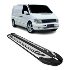 Trittbretter Seitenschweller f&uuml;r Mercedes Vito 1996-2003 L1/L2 Silber Schwarz 2x