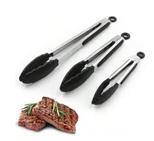 SILICONE COOKING TONGS 9" INCH HEAVY DUTY NON-STICK STAINLESS STEEL