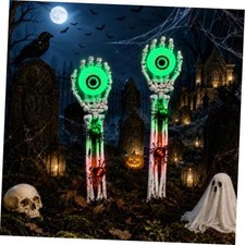 Halloween Decorations Outdoor, 2 Packs Skeleton Hands for Halloween Decor Green